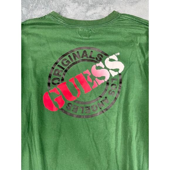 Men’s Green Guess Long-Sleeve Logo Tee L – Excellent Condition - Picture 4 of 10